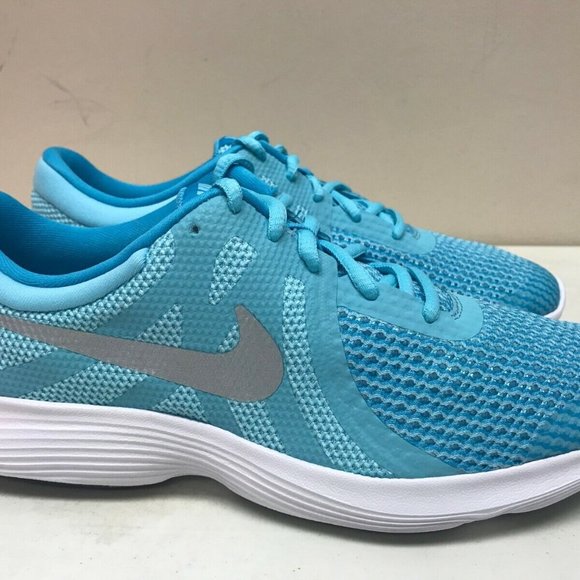 Girls 6.5 Youth Nike Revolution 4 943306 400 Aqua Blue Silver Sneakers New - Picture 4 of 5